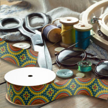 Boho Hippie Rouge Jaune Bleu Vintage Tribal Ethnie