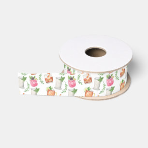 Ruban Gros-grain Boissons Mint Julep de Derby à l'aquarelle