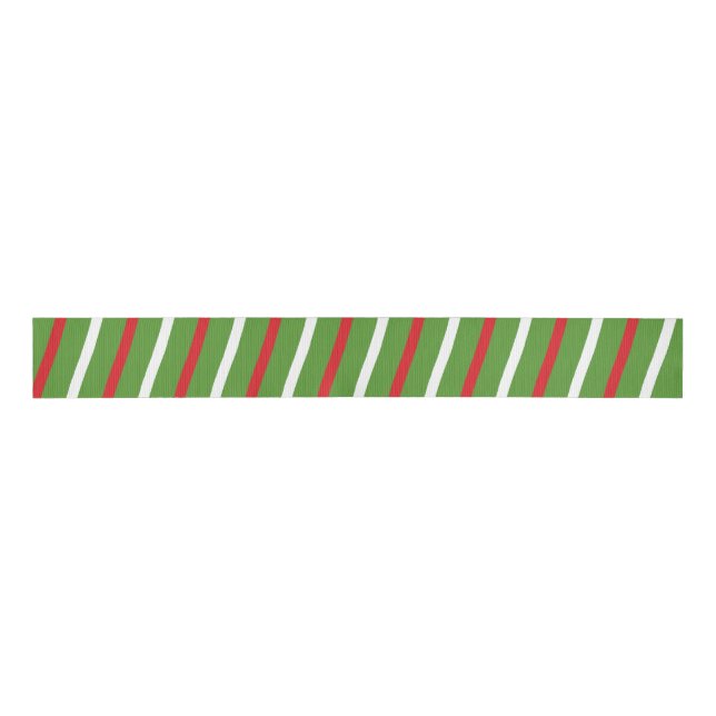 Ruban Gros-grain Bonbon rayé vert rouge blanc (Devant)
