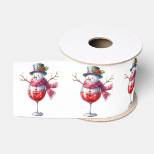 Ruban Gros-grain Bonhomme de neige dans un verre à vin