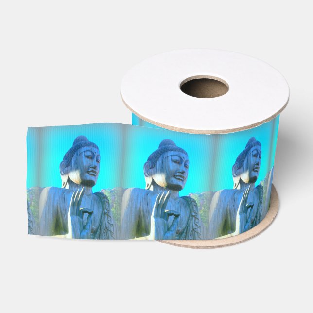 Ruban Gros-grain Bouddha bleu (Bobine)