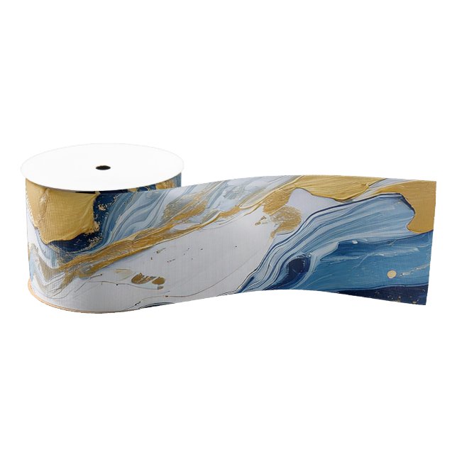 Ruban Gros-grain Bouffée en or et bleu (Bobine)