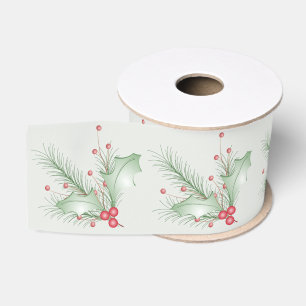 Ruban Gros-grain Bouges de rose verte Holly