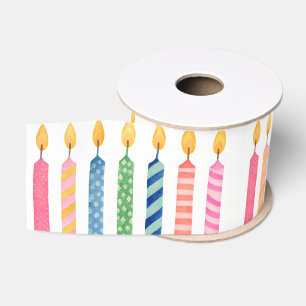 Ruban Gros-grain Bougies d'anniversaire artisanales colorées intemp