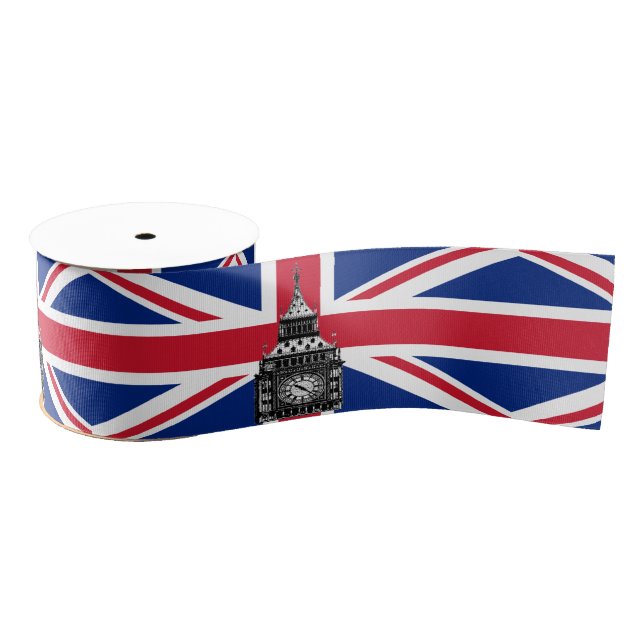 Ruban Gros-grain British Flag & Royaume-Uni, Big Ben /holiday UK (Bobine)