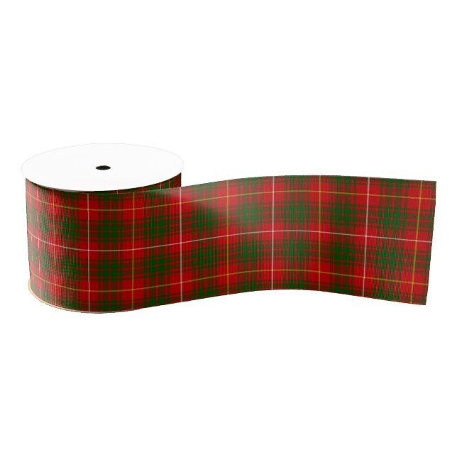 Ruban Gros-grain Bruce tartan rouge vert plaid (Bobine)