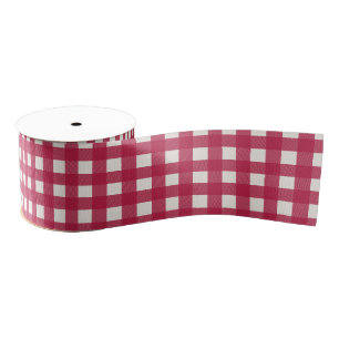Ruban Gros-grain Buffalo Check Red Grosgrain Simple Noël