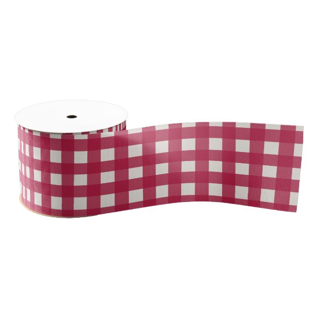 Ruban Gros-grain Buffalo Check Red Grosgrain Simple Noël (Bobine)