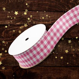 Ruban Gros-grain Buffalo En vichy rose Et Blanc Moderne