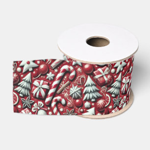 Ruban Gros-grain Cadeaux de l'arbre de Noël en canne à bonbons roug