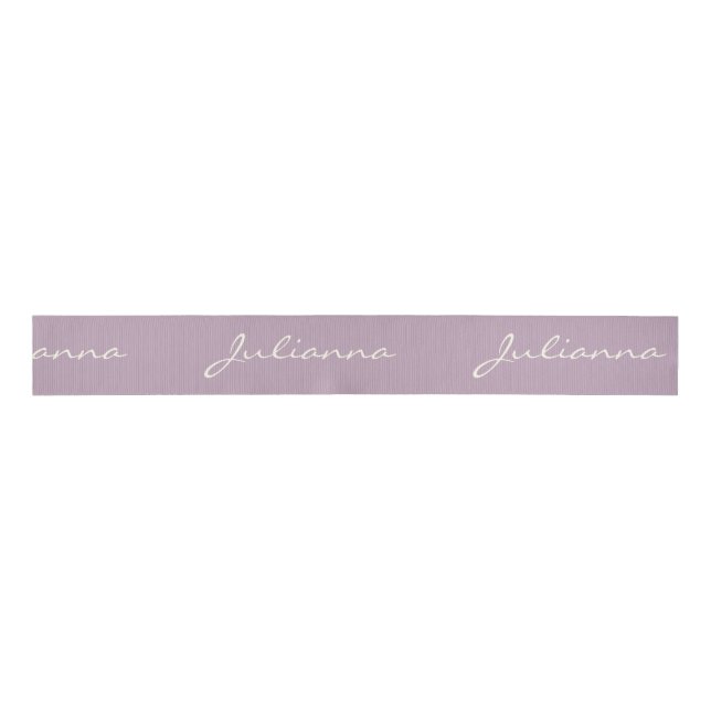 Ruban Gros-grain Calligraphie moderne minimaliste Lilac Nom pourpre (Devant)