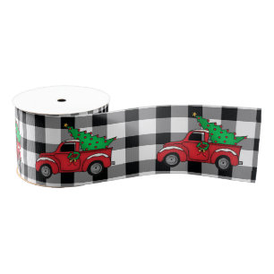 Ruban Gros-grain Camion rouge Noir Motif de contrôle de Buffalo
