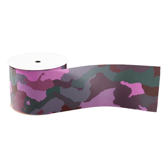 Ruban Gros-grain Camo avec le rose (Bobine)
