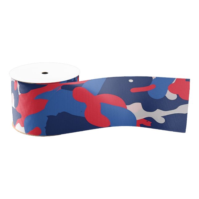 Ruban Gros-grain Camo Patriotique Rouge Blanc Bleu USA Liberté Mili (Bobine)