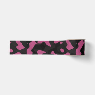 Ruban Gros-grain Camouflage abstrait rose et noir texturé