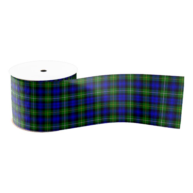 Ruban Gros-grain Campbell tartan bleu vert plaid (Bobine)
