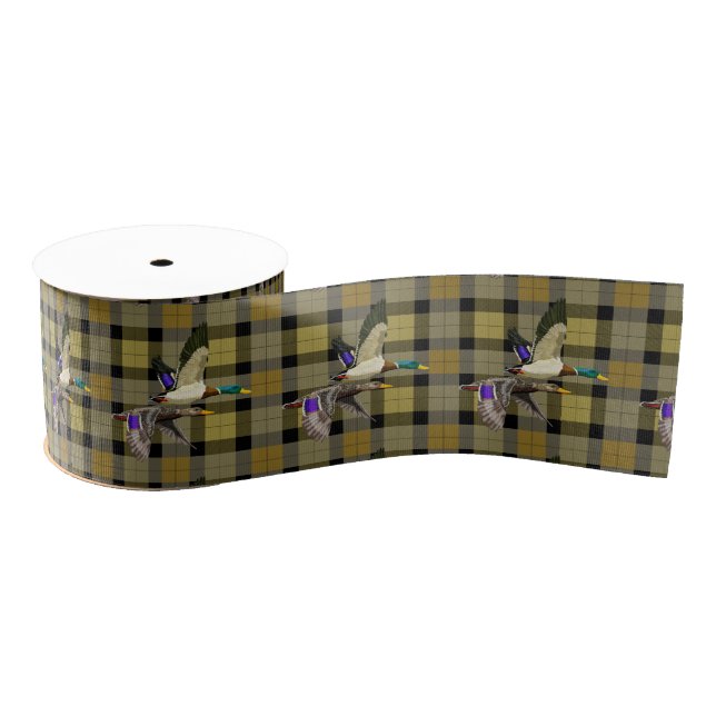 Ruban Gros-grain Canards Majards Sur Plaid (Bobine)