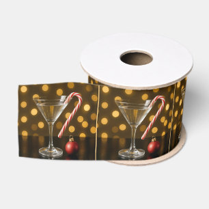 Ruban Gros-grain Canne de Noël accrochée à un verre à Martini