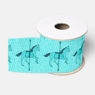 Ruban Gros-grain Carousel Horse - Turquoise et Aqua