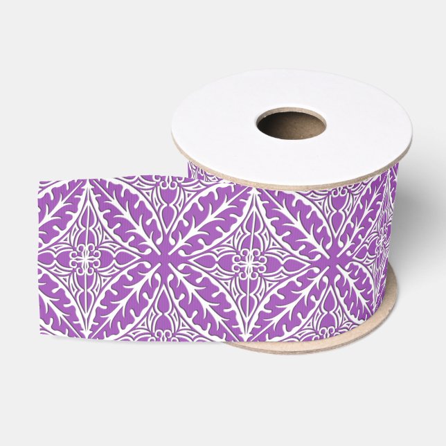 Ruban Gros-grain Carreaux marocains - violet et blanc (Bobine)