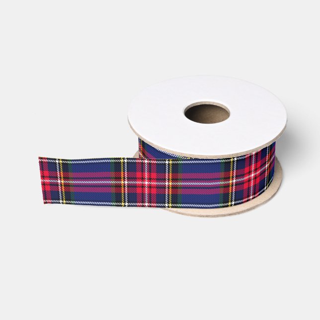 Ruban Gros-grain Carreaux Verts & Bleus (Bobine)
