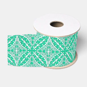 Ruban Gros-grain Carrelage marocain - turquoise et blanc