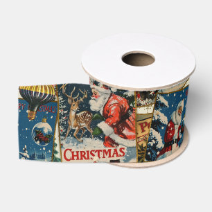Ruban Gros-grain Cartes de Noël Rétro Vintage Collage