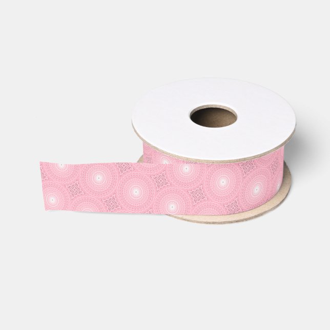 Ruban Gros-grain Cercles roses motif (Bobine)