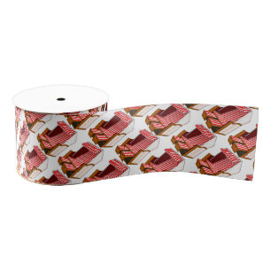 Ruban Gros-grain Chaises De Plage Rouge & Blanc Thème Ruban