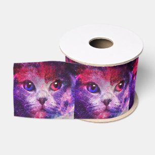 Ruban Gros-grain Chat de la galaxie violette
