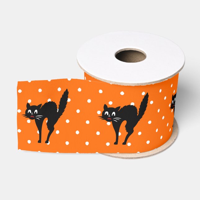 Ruban Gros-grain Chat effrayé d'Halloween (Bobine)