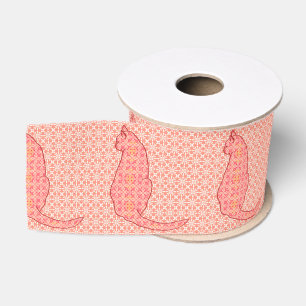 Ruban Gros-grain Chat japonais - Coral Orange Batik