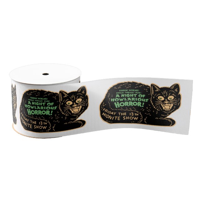 Ruban Gros-grain Chat noir d'Halloween Vintage (Bobine)