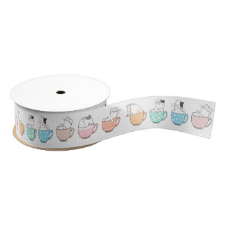 Ruban Gros-grain Chatons dans des tasses à thé
