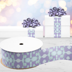 Ruban Gros-grain Chavanel Brushstroke Ikat en Violet et Turquoise