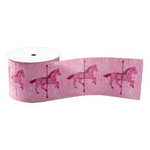 Ruban Gros-grain Cheval de carrousel - Fuchsia rose