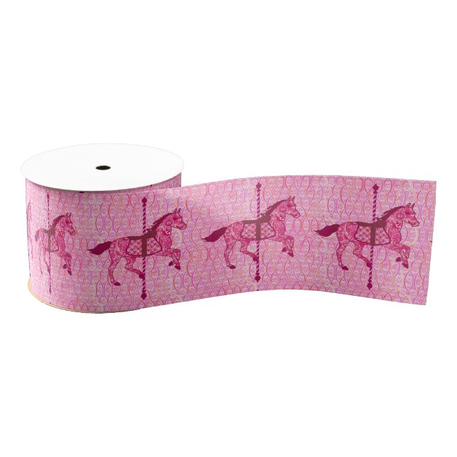 Ruban Gros-grain Cheval de carrousel - Fuchsia rose (Bobine)