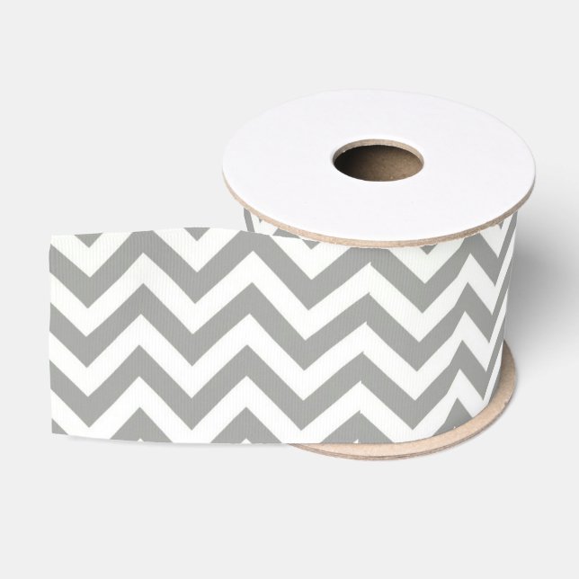 Ruban Gros-grain Chevron blanc gris (Bobine)