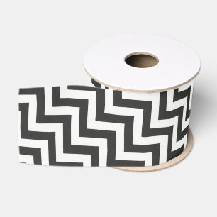 Ruban Gros-grain Chevron noir blanc