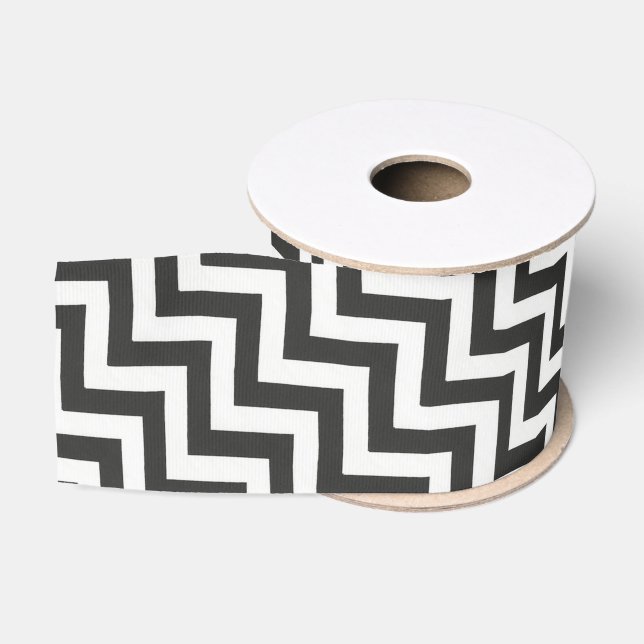 Ruban Gros-grain Chevron noir blanc (Bobine)