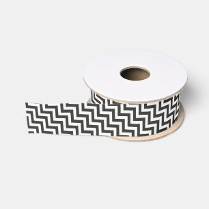 Ruban Gros-grain Chevron noir blanc