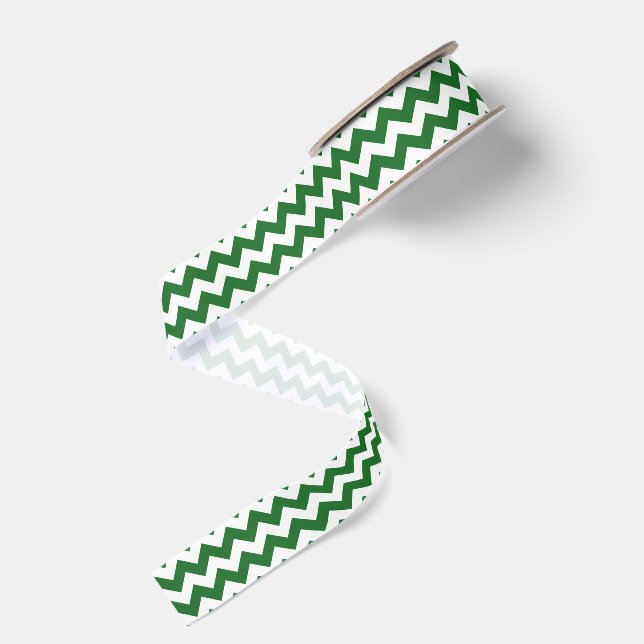 Ruban Gros-grain Chevron Vert et Blanc (Dos)