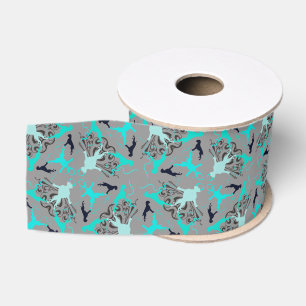 Ruban Gros-grain Chien Boxer vert noir