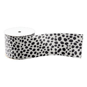 Ruban Gros-grain Chien noir et blanc Dalmatien Motif Abstrait