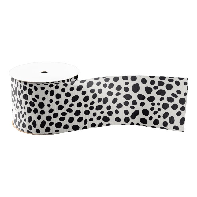 Ruban Gros-grain Chien noir et blanc Dalmatien Motif Abstrait (Bobine)