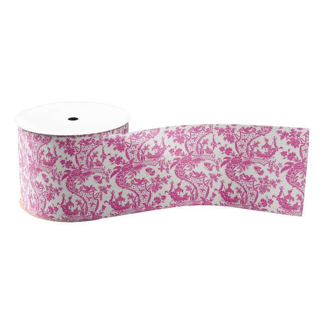 Ruban Gros-grain Chinoiserie rose (Bobine)