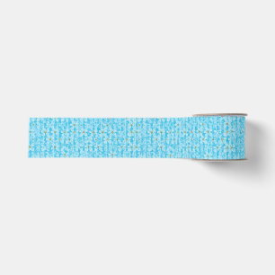 Ruban Gros-grain Ciel Bleu Doux & Motif Floral À l'aquarelle Blanc