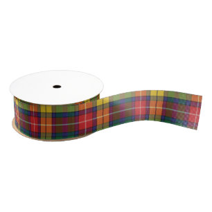 Ruban Gros-grain Clan Buchanan Tartan rouge jaune vert