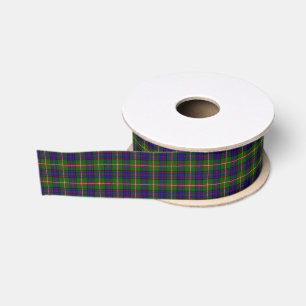 Ruban Gros-grain Clanranald tartan bleu vert plaid