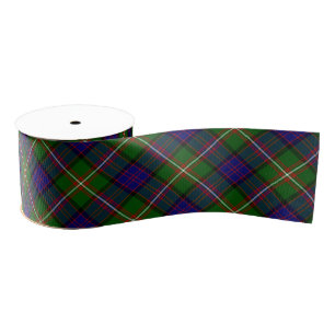 Ruban Gros-grain Clanranald tartan bleu vert plaid